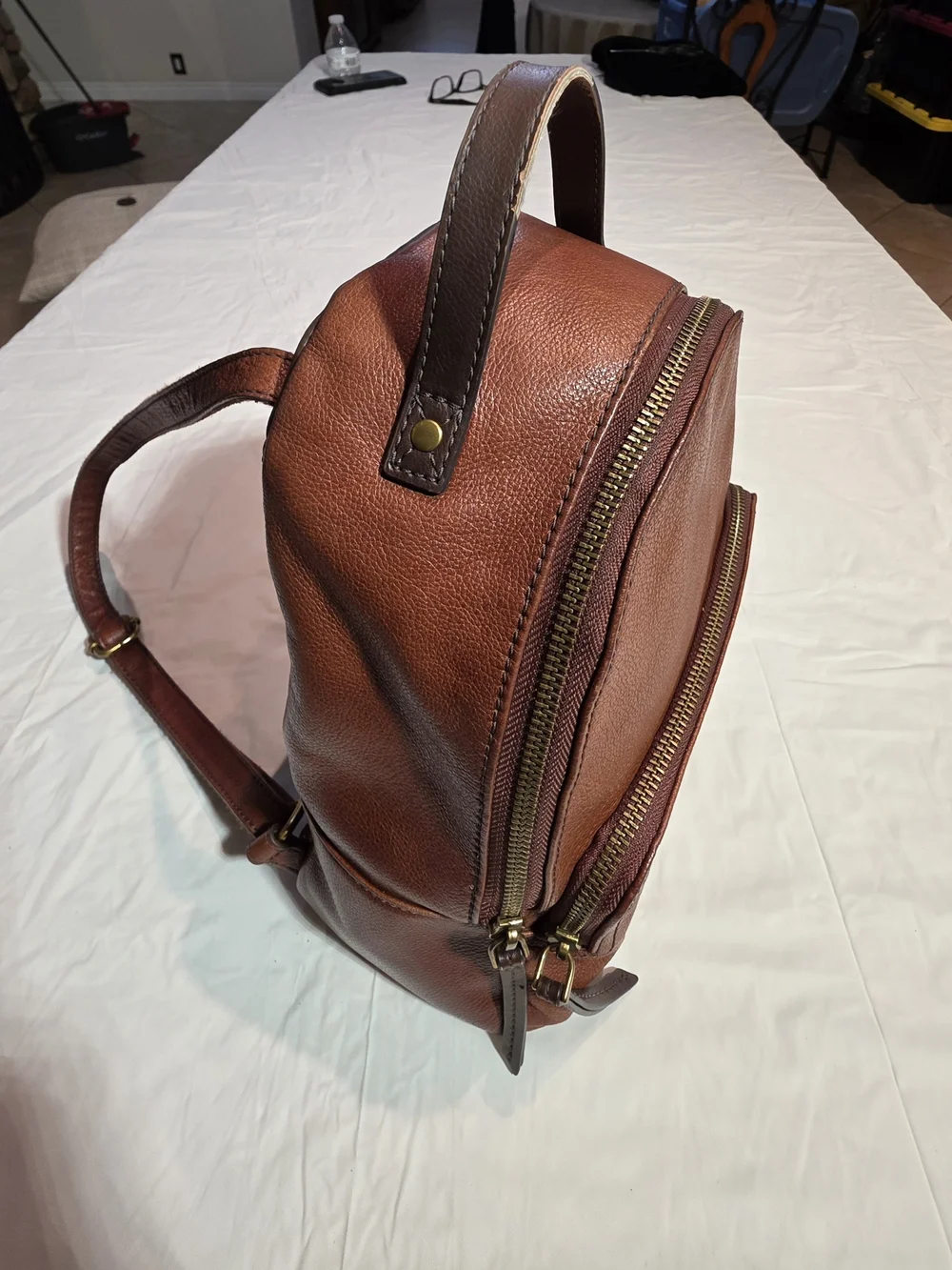 Fossil Brown Leather Mini Backpack - Classic Women's Bag